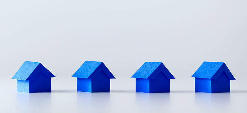 Small blue house models